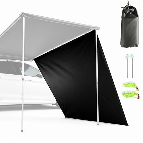 Pared Extensible de Toldo para Vehículo, Pared de Toldos Furgoneta Camper en Tela Oxford 420D Resistente al Desgarro, Panel Impermeable UPF 50+ para Acampada(Black,250x200cm/8.2x6.6ft)