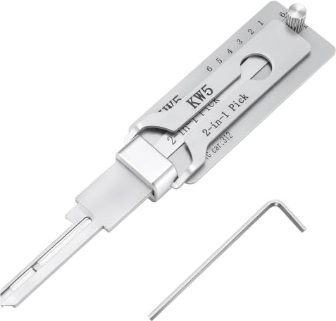 KW5 Dietrich-Set 2-in-1 – Edelstahl-Schlüsseldecoder & Dietrichwerkzeug, kompatibel mit Auto- und Hausschlössern, für Schlüsseldienste & Techniker