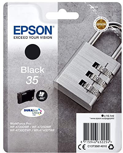 Epson Original 35 Tinte Schloss (WF-4720DWF, WF-4725DWF, WF-4730DTWF, WF-4740DTWF), schwarz