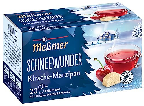 Meßmer Schneewunder | Früchtetee mit Kirsche-Marzipan-Aroma | 20 Teebeutel | Vegan | Glutenfrei | Laktosefrei