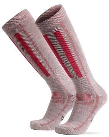 DANISH ENDURANCE Alpine Performance Skisocken (Hellgrau/Pink - 1 Paar, EU 35-38)