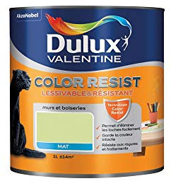 Peinture Color Resist Dulux Valentine - Lessivable et resistante pour Murs & Boiseries - aspect Mat Vert Fluorine 1 L - Dulux Valentine