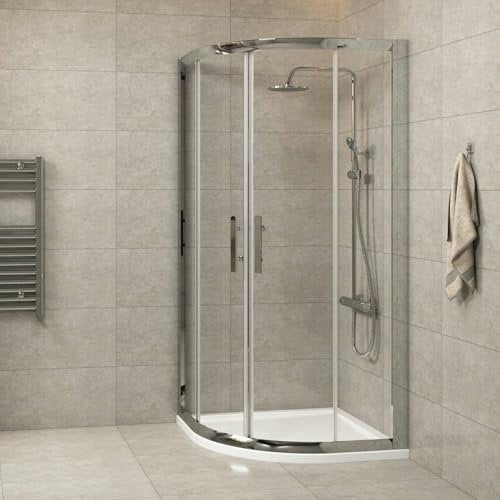 760 x 760mm Quadrant Shower Enclosure with Shower Tray Double Sliding Cubicle Door 6mm Toughened Safety Glass