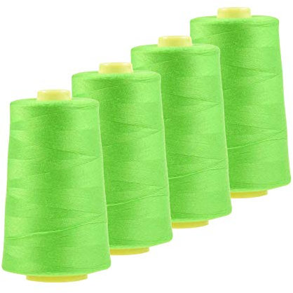 4 x 4572m Qualitäts Overlock-Garn Oeko-Tex Overlock-Nähgarn Farben 581 bis 620, Farbe:A587 neongrün