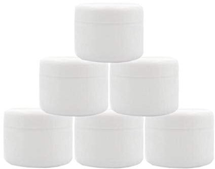 VASANA Lot de 6 Pots cosmétiques en Plastique Blanc 250 ML 250 g avec Doublure intérieure et Couvercle dôme Rechargeables pour Le Maquillage pour Les gommages, Les huiles, Les salves, Les crèmes