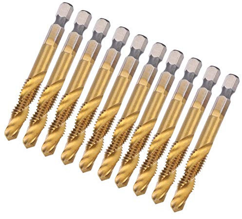 Taraud, Taraud à Vis à Tige Hexagonale, Mèches de Taraudage, Kit de Taraudage à Vis M8 HSS 10pcs, Taraud à Main Métrique, Taraud à Filetage, Forets en Acier Rapide de 6,8 Mm Outils de Taraudage à Tige