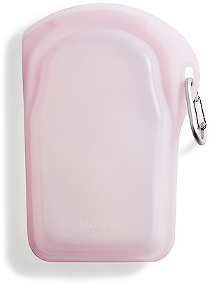 Stasher Platinum Silikon Lebensmittelqualität Wiederverwendbare Aufbewahrungstasche, Pink (GO Bag) | Reduzieren Einmal-Plastik | Snacks, Geschäften oder Reisen |510 ml