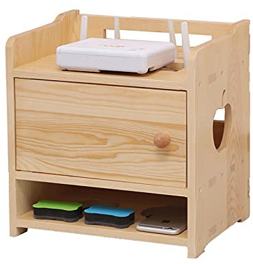 Caja para Cables y Router, Caja Madera Almacenaje para Router Wifi, Caja para Cables Pequeia y Grande, Caja para Cables Decorativa, Caja para Cables TV, Caja Oculta Cable Madera A-32×23×31 cm