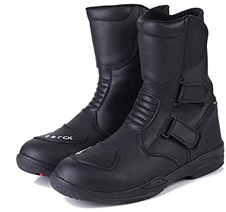 Sebasty Herren Motorrad wasserdichte Stiefel,Motorrad Schutz Gangschaltung Racing Motocross Stiefel,Langstrecken Reiseschuhe,Black-39