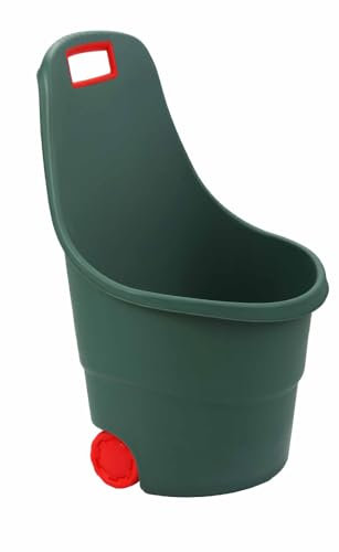 TERRE JARDIN - Chariot de Jardin 2 Roues, 30 Kg - Benne Profonde 45 L, 48 x 48 x 85 cm - Chariot à roulettes, Brouette Jardin - Chariot de Transport, Bois de Chauffage - Chariot à Buches