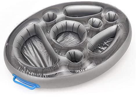 Niktule Porte-Boissons pour Spa - Plateau Flottant pour Piscine - Porte-gobelet Flottant Gonflable avec Flotteur de Boisson de Grande capacité à 8 Trous pour piscines et Bain à remous