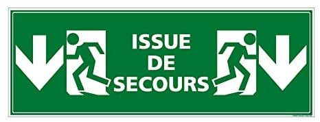 Signalétique.biz France Panneau Issue Secours Flèches vers le Bas Aluminium, PVC, Alu350 x 125 mm