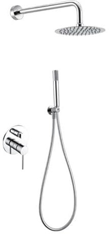 IMEX - Conjunto de ducha empotrada pared con rociador y mango de ducha - Griferia ducha de baño de 2-Vías Cromo - SERIE MILOS STICK - GPMS045
