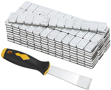 25 Riegel 60g Klebegewichte Auswuchtgewichte mit Shovel, 5g x 12 Abrisskante Kunststoffbeschichtet Stahlgewichte Kleberiegel für Rad Alufelgen Autozubehör