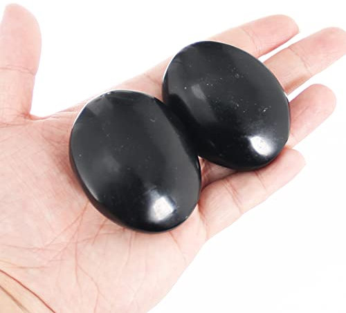 2 piezas de cristal de Piedra Obsidiana Negra Piedra Cristales de sanación, Piedra de energía, Paquete de regalo