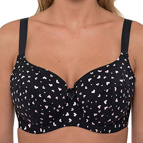 Gemm Ladies Underwired Full Cup Heart Print Balcony Bra Available in Regular and Plus Sizes