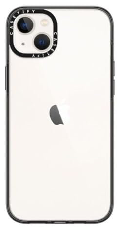 CASETiFY Kompakte Schutzhülle für iPhone 14 Plus, Falltest in Militärqualität, 1,2 m Fallschutz, transparent, Schwarz