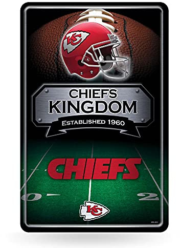 Rico Industries NFL Kansas City Chiefs großes Metallschild, 27,9 x 43,2 cm, großes Metallschild für Zuhause