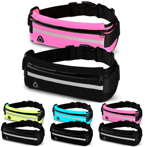 2er-Pack laufgürtel, Handytasche Joggen aus Neopren, Lauftasche Jogging Wasserdicht, mit Verstellbarem Riemen für iPhone 14,13,12/Pro/XR/XS/X/8, laufgürtel Handy, Running Belt, (Rosa-Schwarz)
