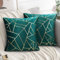 ETOLISHOP Kissenbezug Samt Soft Kissenbezüge Blau Dunkelgrün Kissenbezug Golden Linie Abstrakte Dekorative Wohnzimmer Kissenhülle Zierkissenbezüge für Schlafzimmer Sofakissen Couchkissen Türkis 45x45