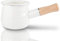 Casserole une Lait en éMail, Mini-RéChaud une Beurre 10Cm Casserole avec une PoignéE en Bois, Taille idéale pour Chauffer de Petites Portions Liquides. (Blanc)