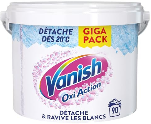 Vanish Oxi Action Weißer Booster – Fleckenentferner für Textilien & Weißheitsauffrischer – Wirksames Pulver ab 20 °C – 2,7 kg Topf