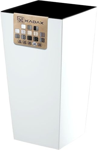 KADAX Elegante Vaso Alto per Piante da Interno ed Esterno Decorativo, Grande Fioriera in Plastica per Giardino e Balcone (Bianco, Liscio, 68 cm)