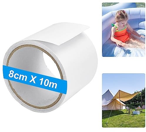 HAOMEEDUO Markisen Reparaturband 8cm*10m PE Planen Reparaturband Zelt Klebeband Transparent Markisen Klebeband Markisenstoff Wasserdicht Markisenklebeband Flicken Sonnenschirm Flicken für Abdeckplane