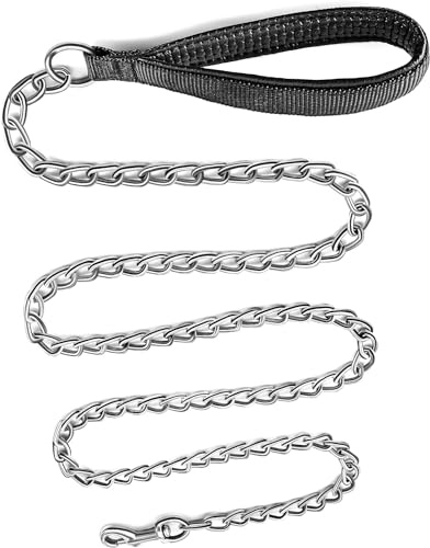 LATRAT Hundeleine, Metall, Kette aus Metall mit Griff aus Polyurethan, für kleine und mittelgroße Hunde, für Spaziergänge im Verkehr und auf Reisen (3,0 x 180 cm)