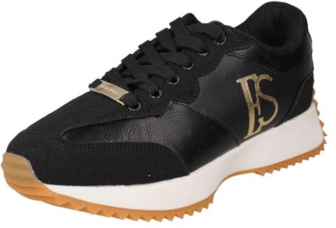 Elle Sport Damen-Sneaker mit dicker Sohle zum Schnüren, F7254, Schwarz , 37 EU