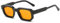 RUNHUIS Vintage Rechteckige Sonnenbrille für Damen Herren, Retro Sechseck Kleine dicke Rahmen Getönte Chunky Brille Schwarz/Orange