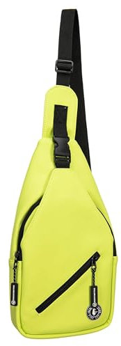 SCHIETWETTER Damen Sling Bag Borkum, PU-Stoff, Umhängetasche mittelgroß, Brusttasche, Bauchtasche, Crossbag, pflegeleicht, wasserabweisend lime OS