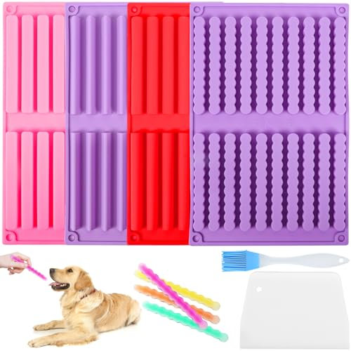 HEDMON 4 Stück Backmatte Hundekekse, Silikon Backmatten für Hundeleckerlies BPA-Frei Wiederverwendbare Hundekekse Backform für DIY Hundeleckerlies, Schokolade, Kekse(4 Formen), 0730-LGH-CL-240226