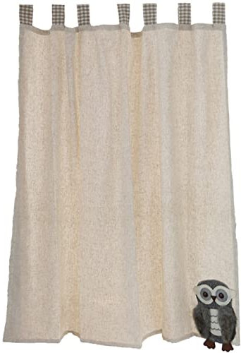 Scheibengardine Blickdicht Mit Schlaufen, Bistrogardine Landhausstil, Leinenmischung, Eule, Kurzer Küchenvorhang, Kleiner Halber Vorhang Für Café, Veranda, Bistro (Color : Beige, Size : WxH 135x52cm