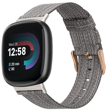 kwmobile Ersatz Armband kompatibel mit Fitbit Versa 4 / Sense 2 / Versa 3 / Sense Armband - Band für Fitness Tracker in Hellgrau