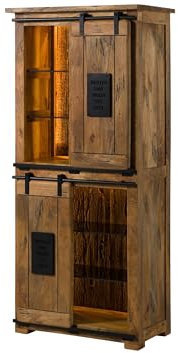 MASSIVMOEBEL24.DE Schrank Mango/Altholz 80x45x175 Natur lackiert Railway LUX #116, Farbe:Natur lackiert, Größe:80x45x175 cm (BxTxH)