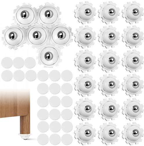 Kugelrollen für Möbel Möbelrollen Flach 24er Selbstklebende Kleine Rollen zum Kleben 360 Grad Mini Rollen Starkes Rollenrad für DIY Klein Möbel Küchenutensilien Aufbewahrungsbox Mülleimer