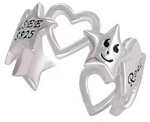 Avejjbaey Einfacher offener Ring, Punk-Fingerband, Ring, verstellbar, hohles Herz, Stern, Knöchel, Ring, modisch, Statement-Schmuck, Geschenk, hohles Herz, Sterlingsilber, Statement-Ring, Y2k-Zubehör