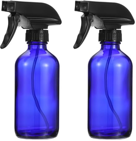 PATIKIL 8oz Blue Glass Spray Bottle, 2pcs Black Nozzle Leak Proof Empty Water Mist Stream Sprayer for Cleaning Solutions Plants Hair