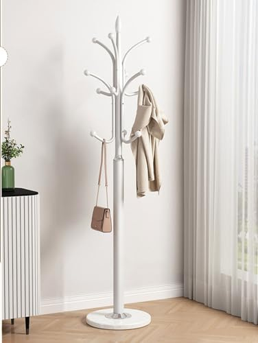 Appendiabiti da Terra Metallo Design Albero, Base in Marmo, 6 Ganci, Stabile, per Ingresso Camera Letto Ufficio, Cappelli Borse