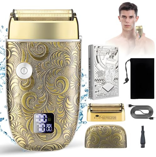 Comozon Rasoir Electriques Hommes pour Humide et Sec,Rasoir Electrique Rechargeable à Vitesse Réglable, Rasoir à Grille Sans Fil, Cadeau pour Hommes