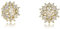ZAVANA Große Zirkonia-Ohrringe für Damen, Funkelnde goldene Ohrstecker für Frauen mit Zirkonia-Steinen, Goldene Ohrringe für Damen, ovale Statement-Ohrringe mit Blumenmotiv