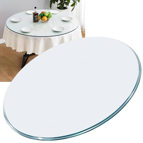 Plateau rond en verre trempé transparent robuste et lisse pour tables de salle à manger et tables basses 35,6 x 101,6 cm de diamètre