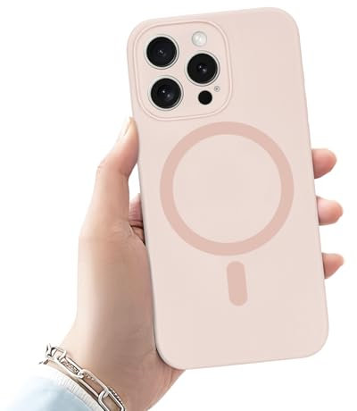 Newseego Custodia per iPhone 15 Pro [Compatibile con Magsafe], Cover Protettiva per Tutto il Corpo per Ragazze e Donne in Silicone Liquido Sottile e Magnetica Antiurto per iPhone 15 Pro-Rosa