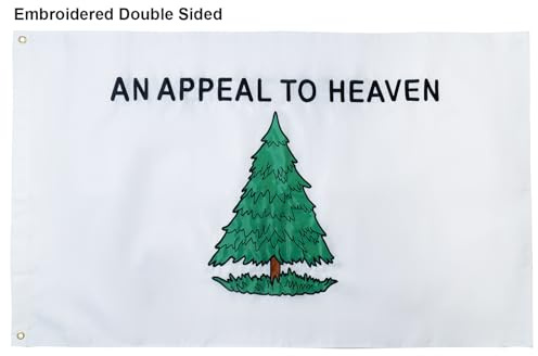 SYII Flagge An Appeal to Heaven, 90 x 152 cm, bestickt, doppelseitig, 3-lagig, mit 2 Messingösen, strapazierfähiges, langlebiges Nylon, lebendiger Druck, Indoor-Banner