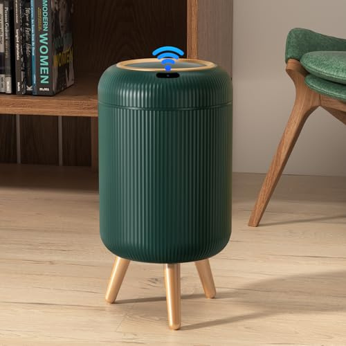 onlcuk Poubelle intelligente de salle de bain, 11 l, avec détecteur de mouvement automatique, avec couvercle, petite poubelle électrique pour cuisine, bureau, toilettes, chambre à coucher, vert