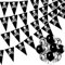 Piraten Deko Set, 2 Stück 4.5 m Piratenflagge Wimpelkette Mit 5 Schwarze Ballons+5 Glitzerballons, Piraten Deko Kindergeburtstag, Piraten Luftballons, Für Kinder Piraten-Party Halloween Cosplay