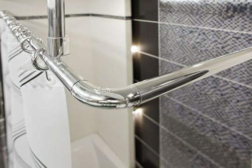 Tringle de Rideau Douche/Barre, 4 Sens Usage, L ou Forme U, Fixation Plafond,