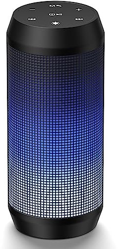 VOSFEEL Altavoz Bluetooth, altavoz portátil inalámbrico Bluetooth con iluminación LED, IPX6 resistente al agua IPX6, adecuado para el hogar, al aire libre, viajes, partido, tarjeta TF y memoria USB