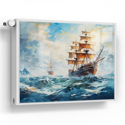 DEQORI Magnetfolie für Heizung 80x60 cm | Motiv Stürmische See | dekorative Magnetmatte Heizkörper Schutz Verkleidung | Magnet Deko-Folie selbstklebend, magnetisch & beschreibbar